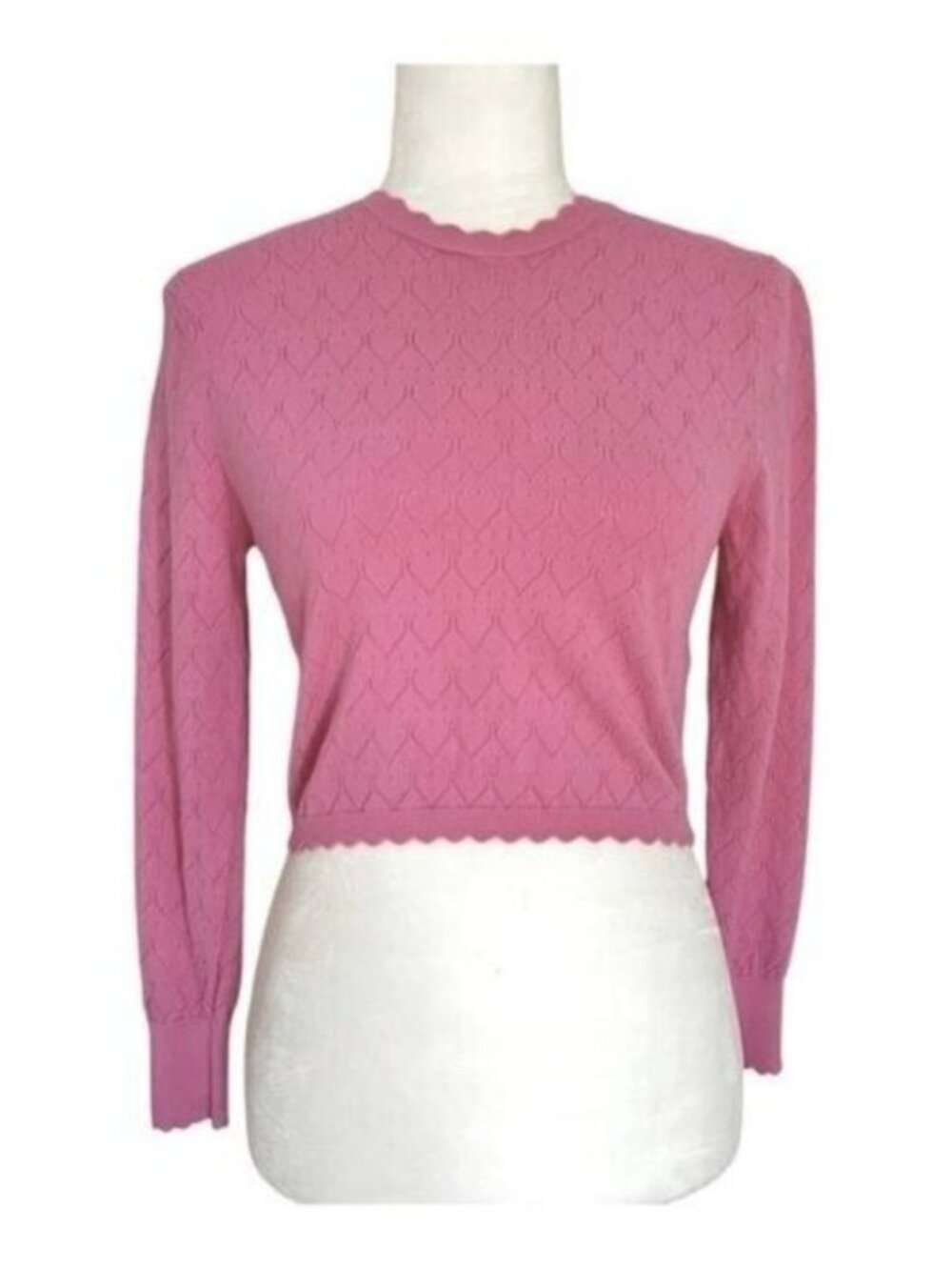 Zara Pink Crochet Heart Long Sleeve Top
